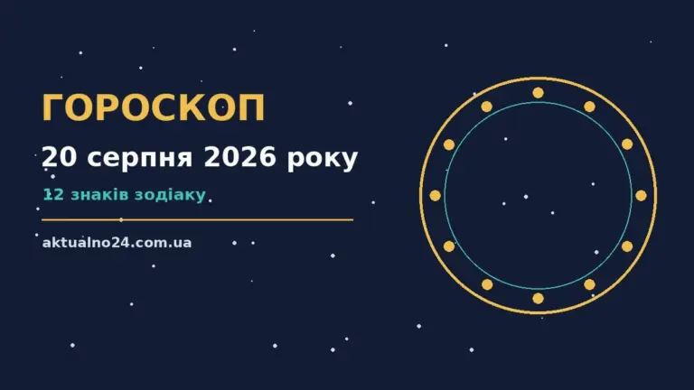 Зодіакальний круг на тлі ранкового неба, символ щоденного гороскопу на 20 серпня 2026 року