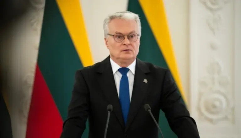 Гітанас Науседа під час пресконференції у Литві
