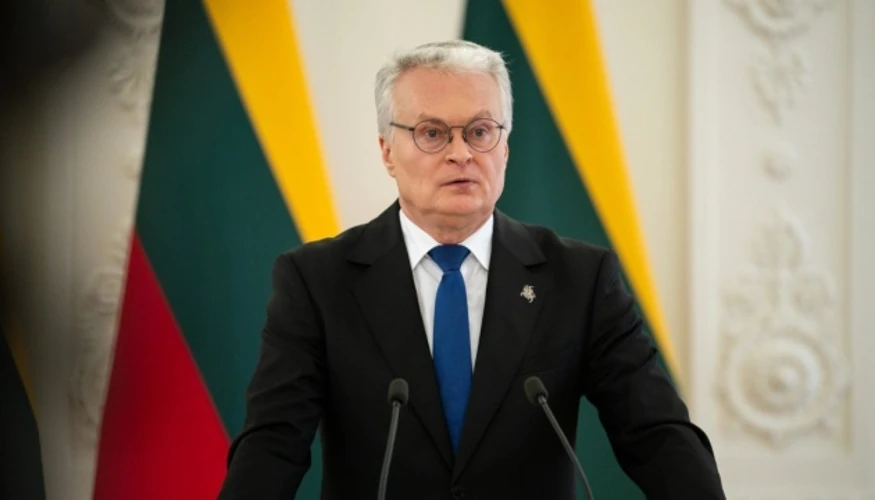 Гітанас Науседа під час пресконференції у Литві