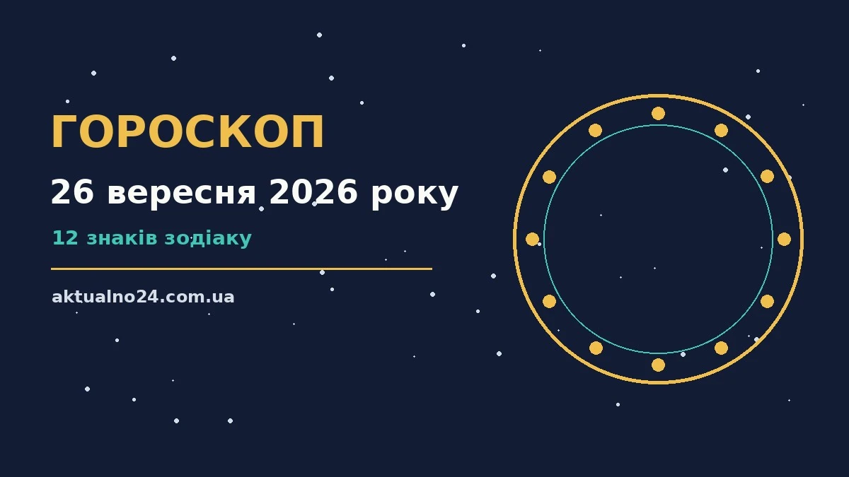 Гороскоп на 26 вересня 2026 року на планшеті поряд із блокнотом і чашкою чаю