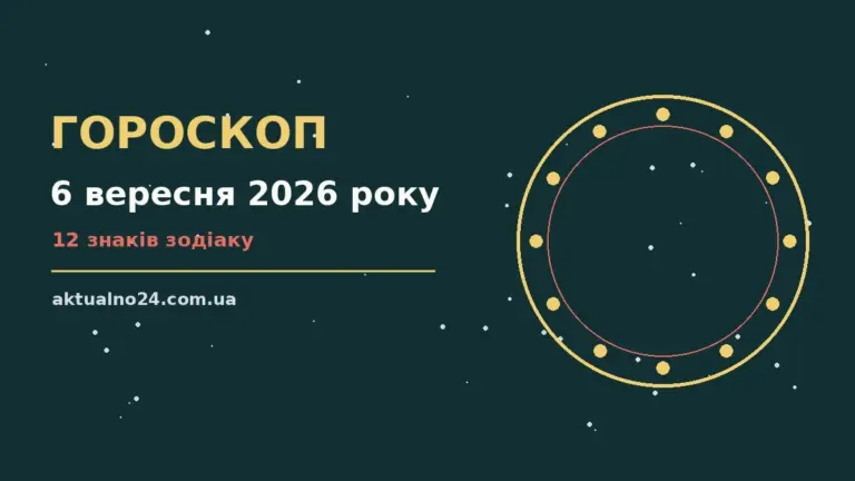 Зоряне небо і символи знаків зодіаку як ілюстрація до гороскопу на 6 вересня 2026 року